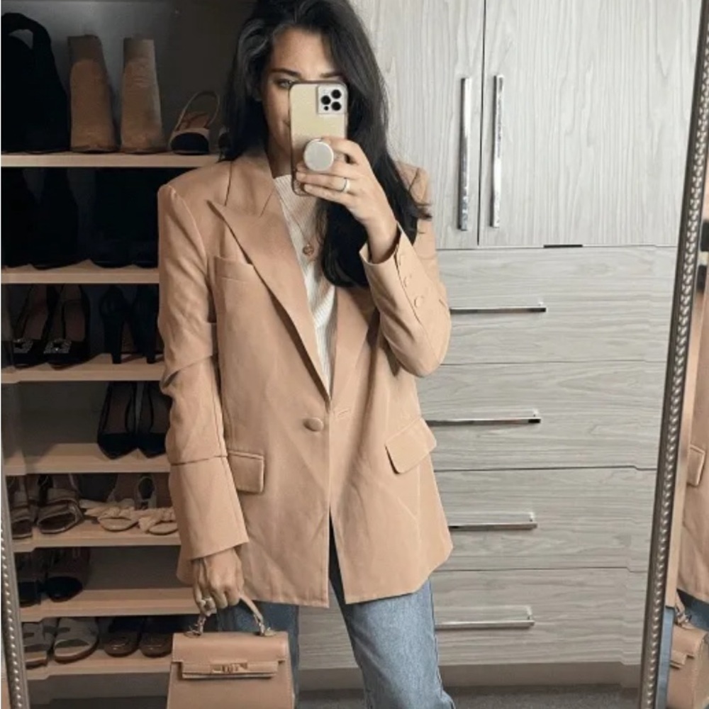 Revolve camel oversized boyfriend blazer
